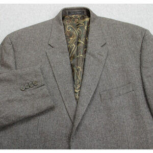 Lauren Ralph Lauren Blazer Mens 48R Herringbone Wool Cashmere Lined 2 Buttons